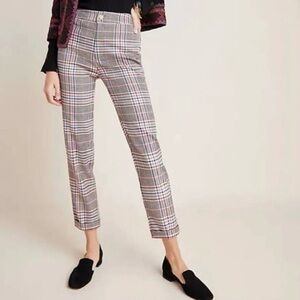 By Anthropologie Malcolm Cuffed Tapered Plaid Pants, size 6.